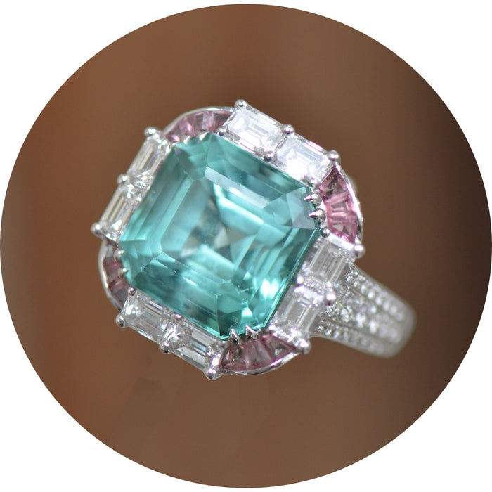 Ring, Toermalijn, Diamant, 18K