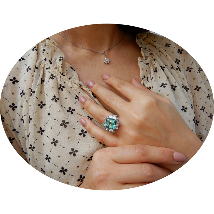 Ring, Toermalijn, Diamant, 18K