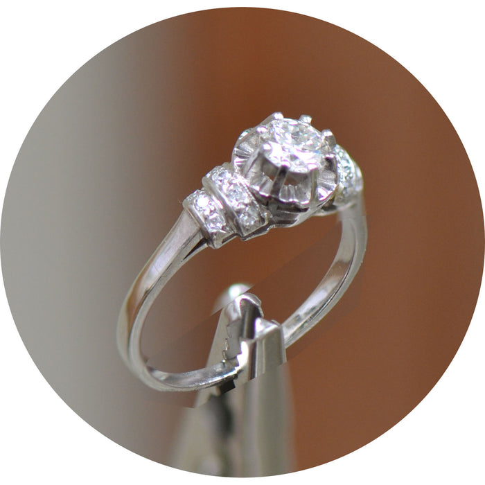 Ring, Diamant Solitaire, 14K, Vintage