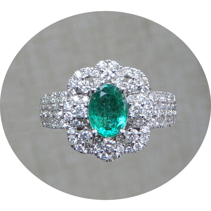 Ring, Smaragd, Diamant, Platina