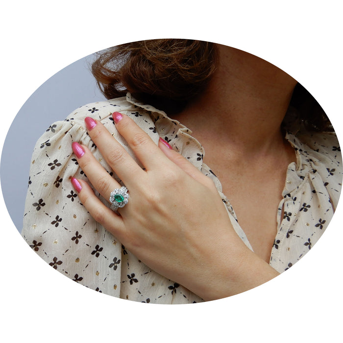 Ring, Smaragd, Diamant, Platina