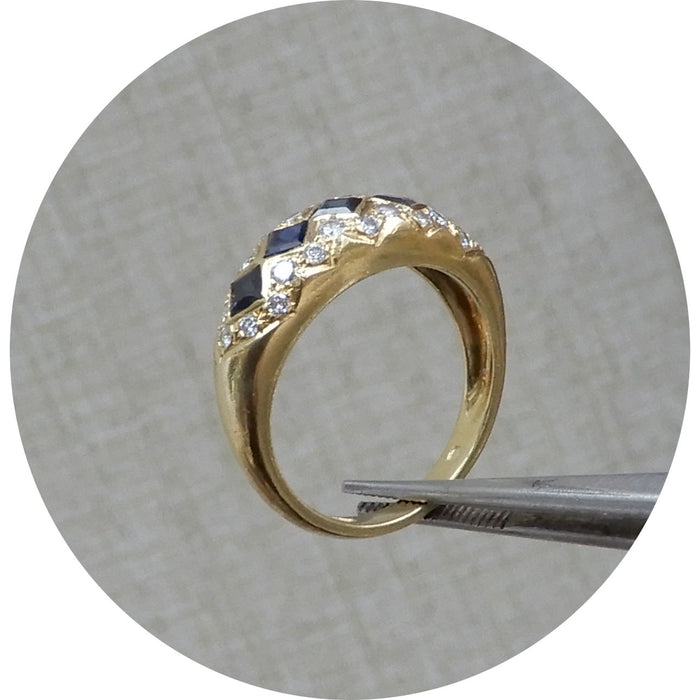 Ring, Saffier, Ruit, Diamant, 18K