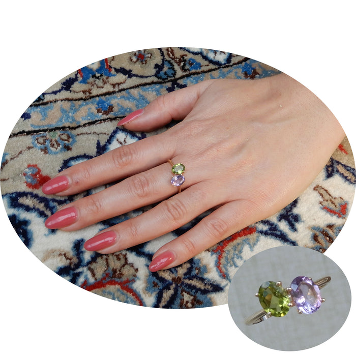 Ring, Peridot, Amethist, 14K