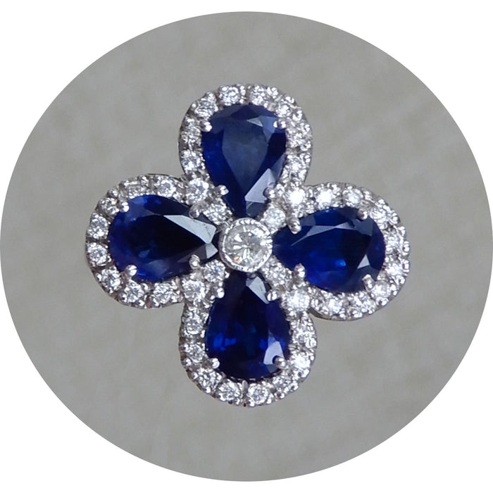 Ring, Klaver, Saffier, Diamant, 18K