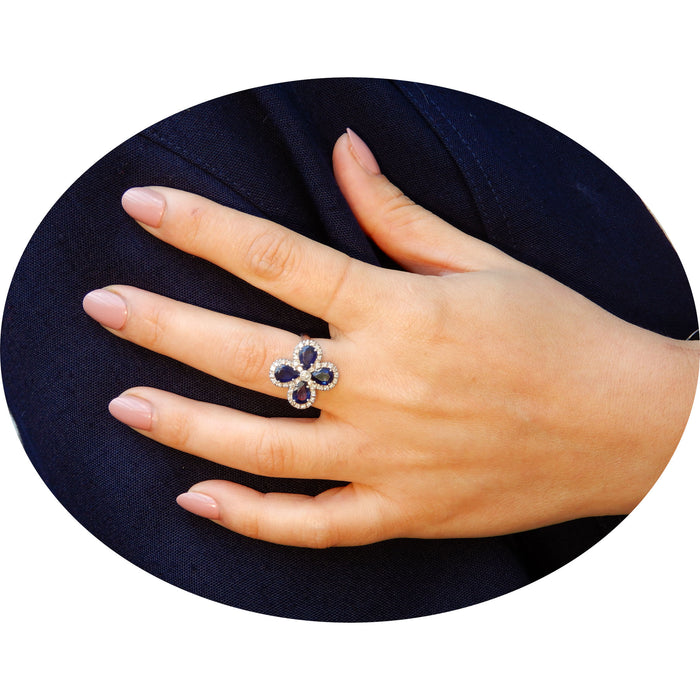 Ring, Klaver, Saffier, Diamant, 18K
