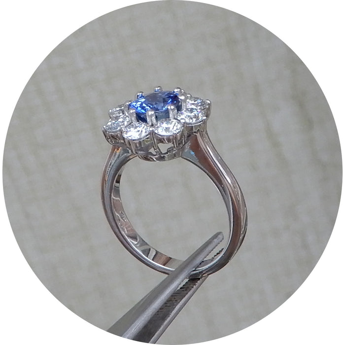 Ring, Saffier, Ceylon, Diamant, 18K