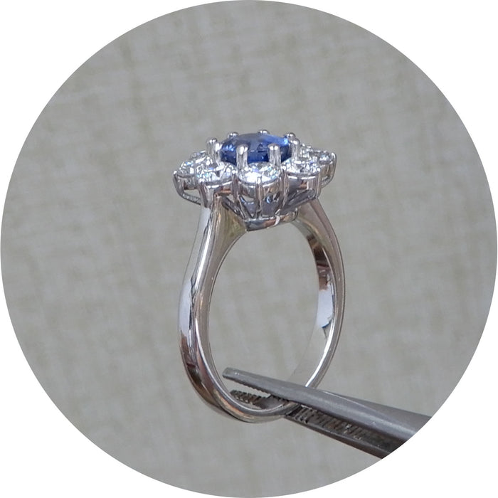 Ring, Saffier, Ceylon, Diamant, 18K