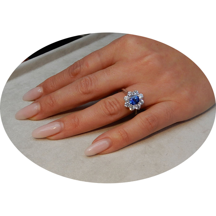 Ring, Saffier, Ceylon, Diamant, 18K