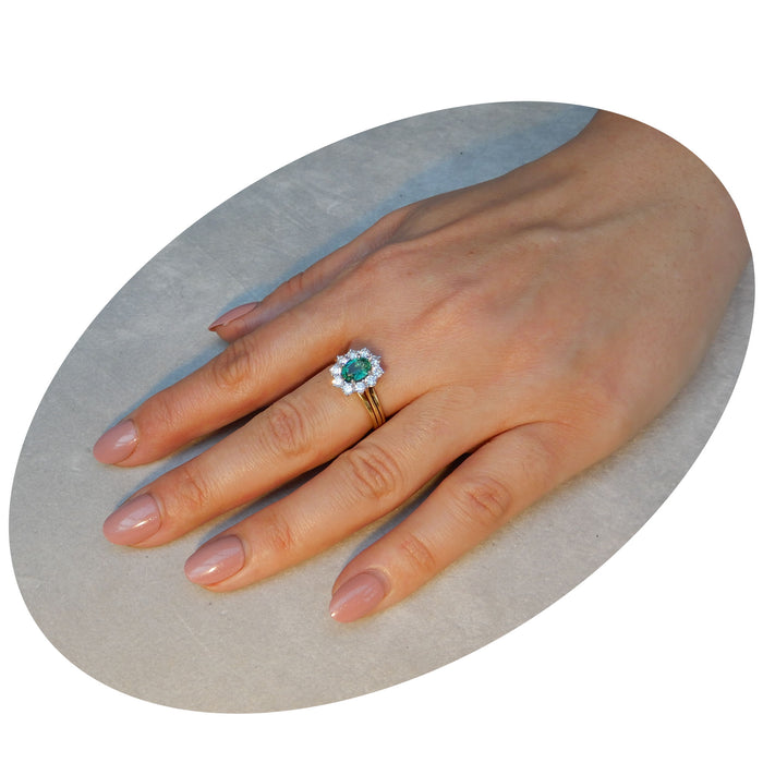 Ring, Smaragd, Diamant, 18K Geelgoud