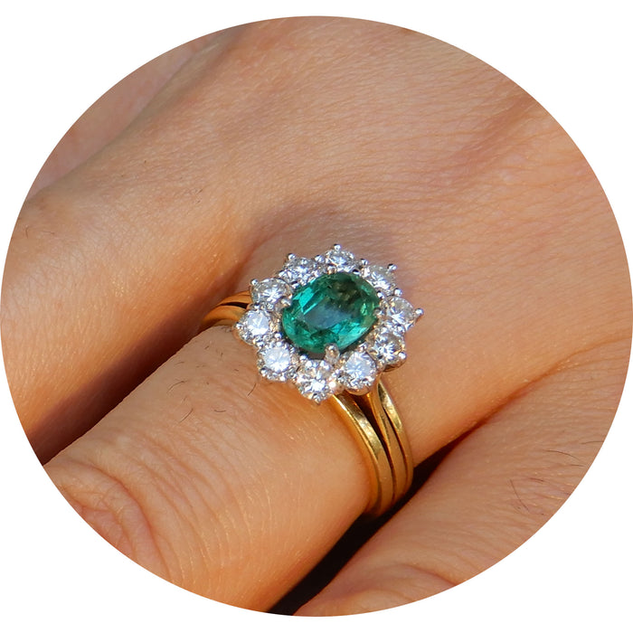 Ring, Smaragd, Diamant, 18K Geelgoud