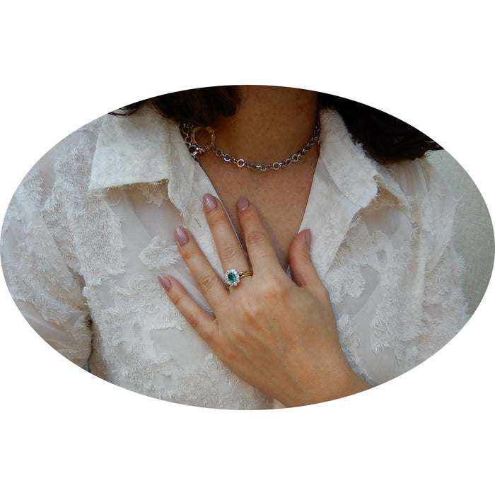 Ring, Smaragd, Diamant, 18K Geelgoud