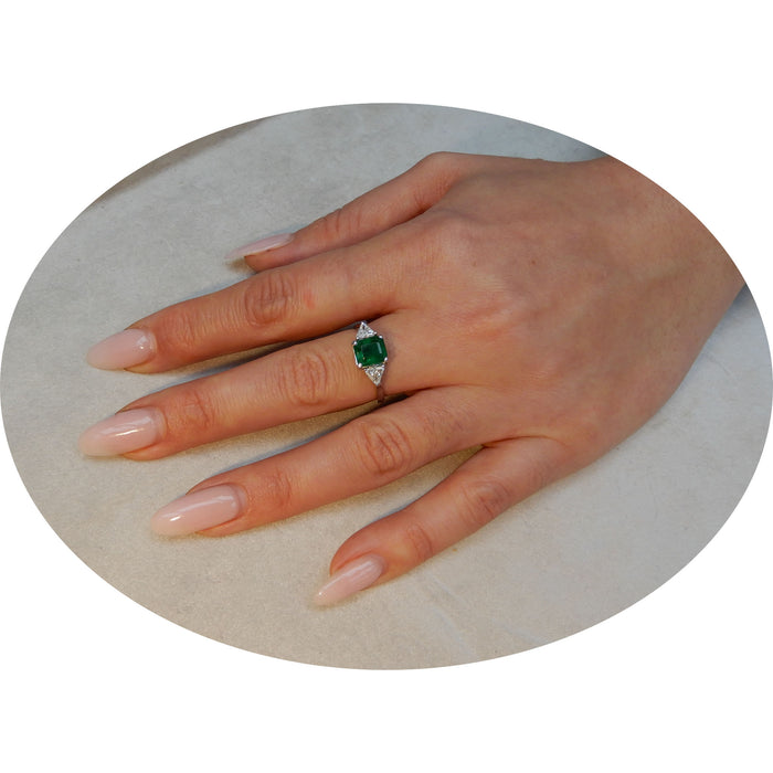 Ring, Smaragd, Diamant, 18K Witgoud
