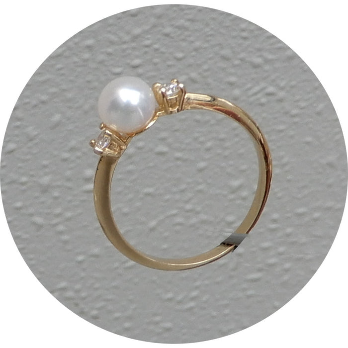 Ring, Diamant, Parel, 14K Geelgoud