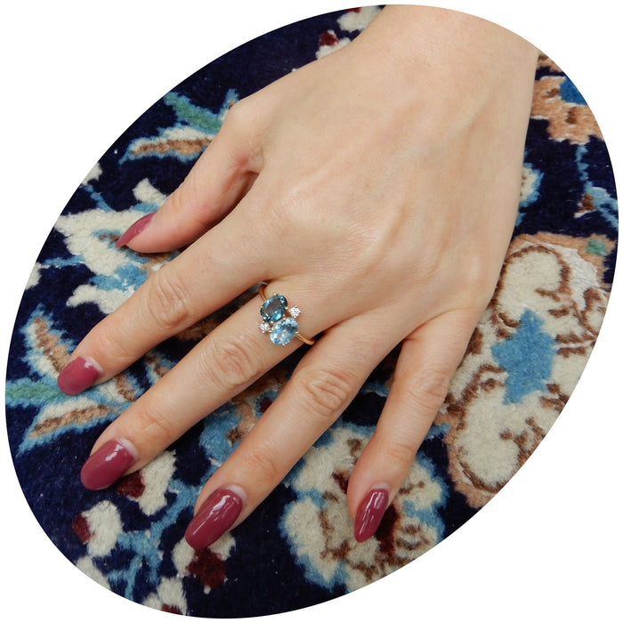 Ring, Topaas, Swiss Blue, London Blue, 14K