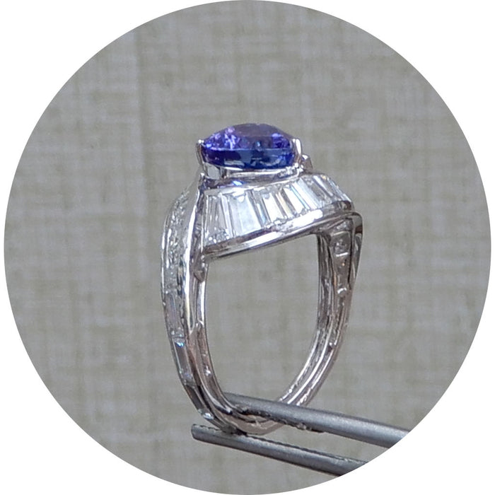 Ring, Tanzaniet, Diamant, Platina