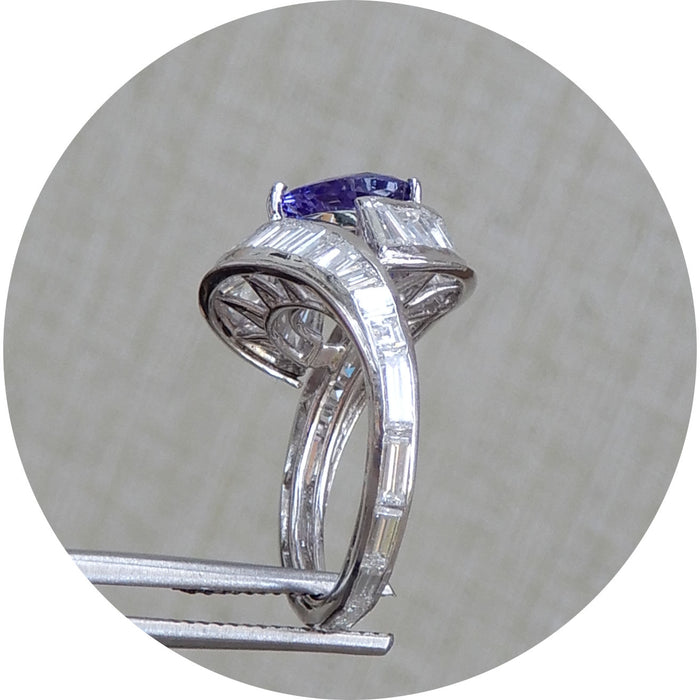 Ring, Tanzaniet, Diamant, Platina