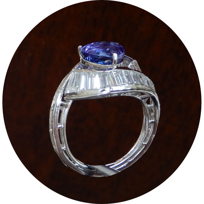 Ring, Tanzaniet, Diamant, Platina