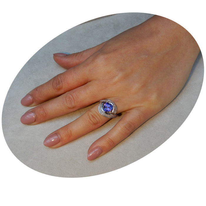 Ring, Tanzaniet, Diamant, Platina