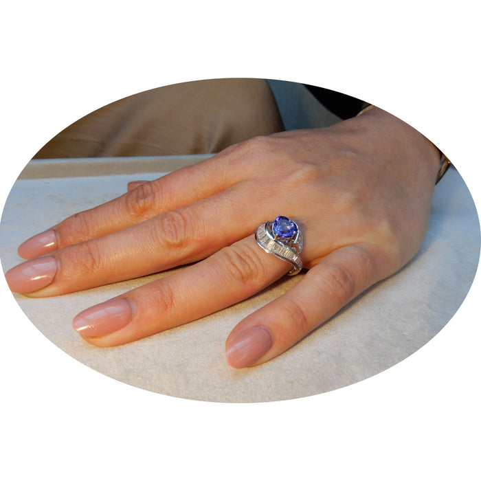 Ring, Tanzaniet, Diamant, Platina