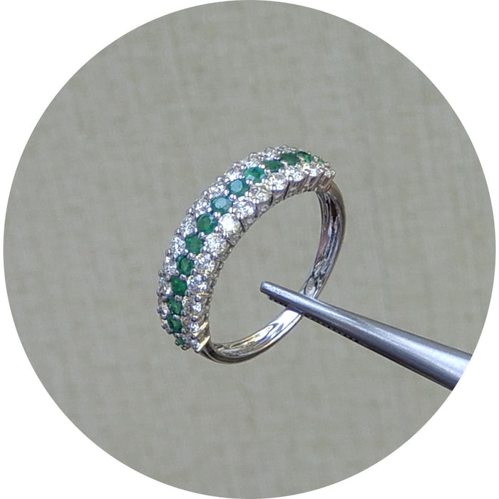 Ring, Halve Alliance, Smaragd, Diamant, 18K