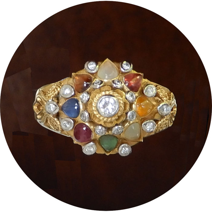 Ring, Multicolor Edelsteen, Diamant, 14K