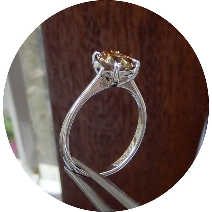 Ring, Diamant, Cognac, 18K Witgoud