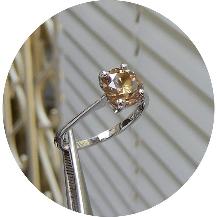 Ring, Diamant, Cognac, 18K Witgoud