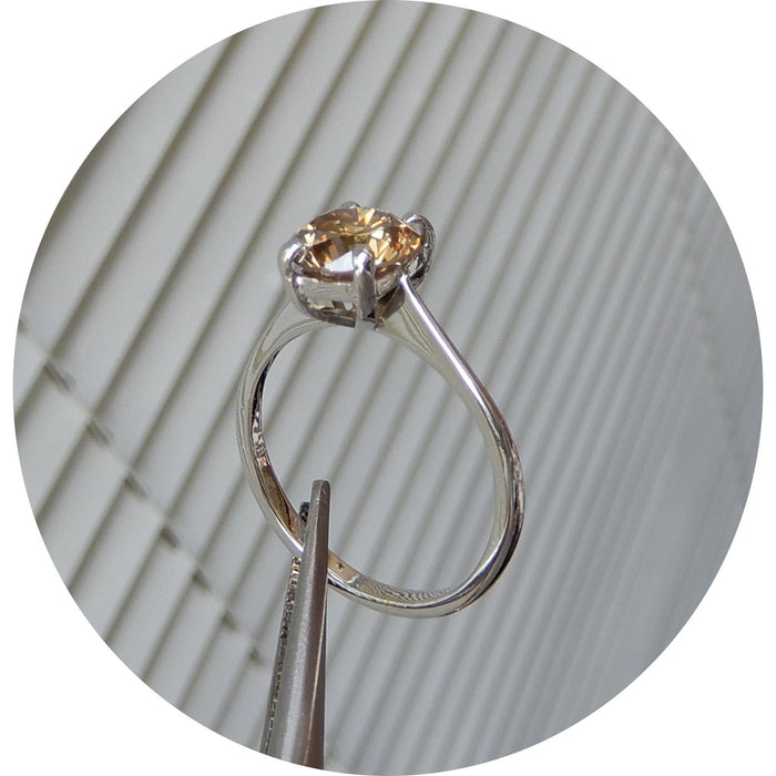 Ring, Diamant, Cognac, 18K Witgoud