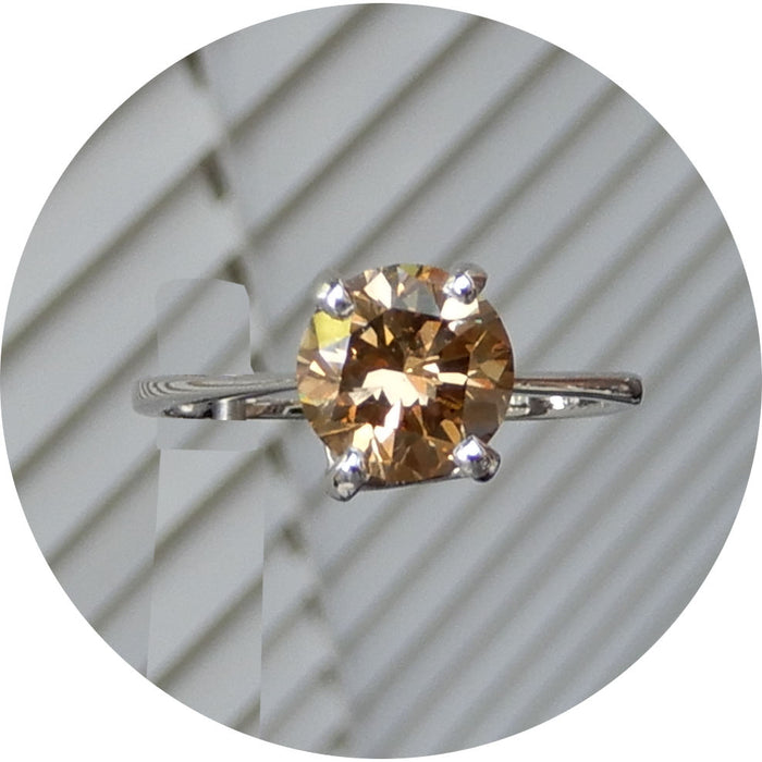 Ring, Diamant, Cognac, 18K Witgoud