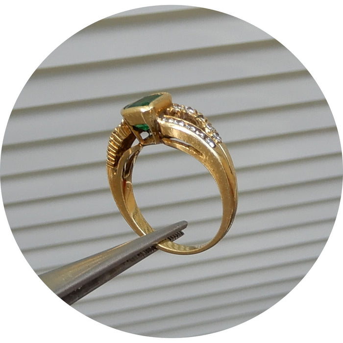 Ring, Smaragd, Diamant, 18K, Vintage