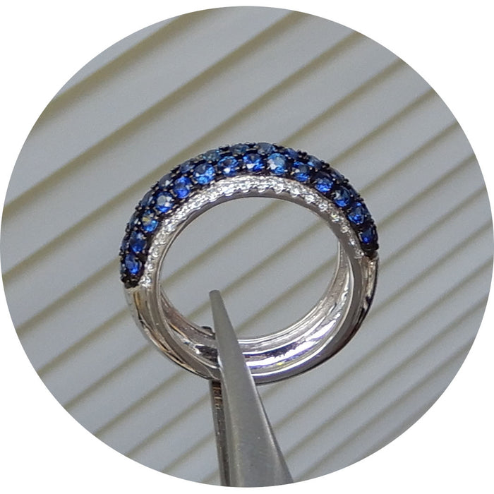 Bandring, Saffier, Diamant, 18K Witgoud