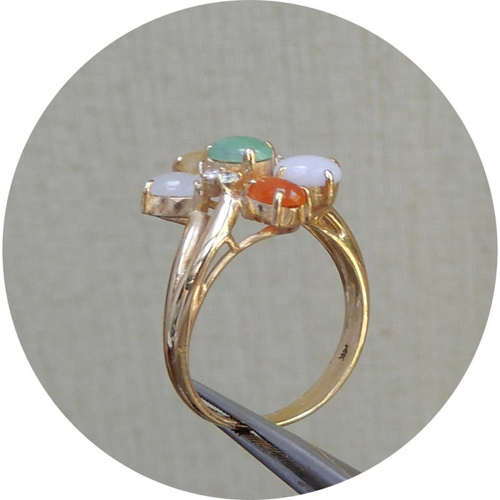 Ring, Multicolor Jade, Diamant, 14K
