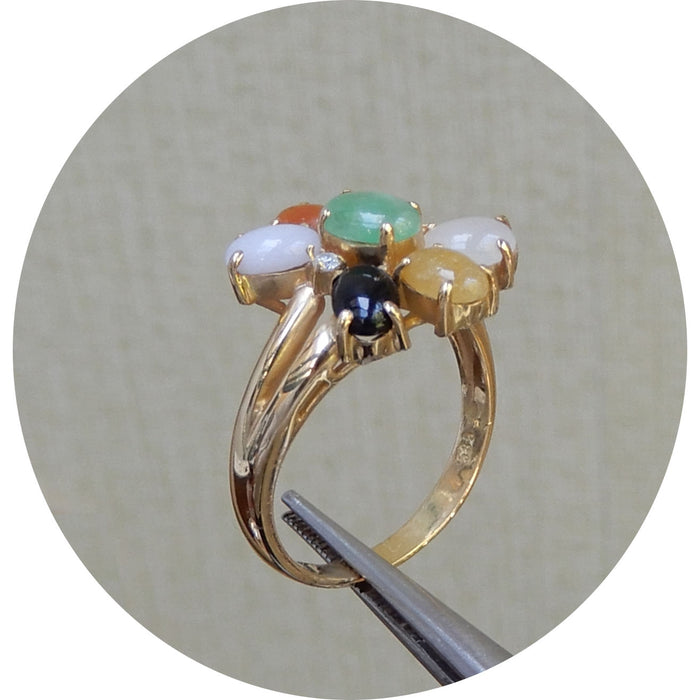 Ring, Multicolor Jade, Diamant, 14K