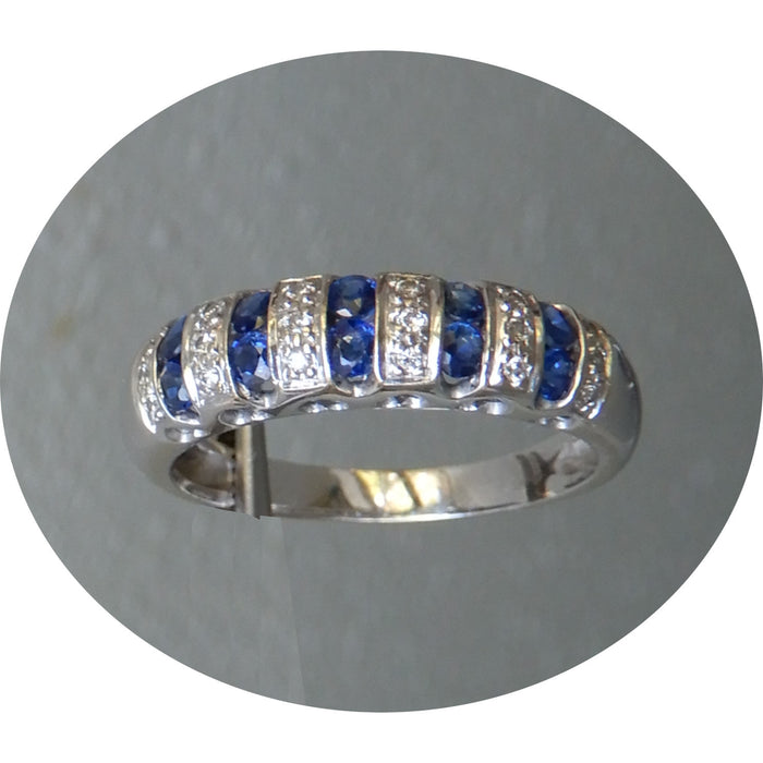 Rijring, Saffier, Diamant, 18 Karaat Goud