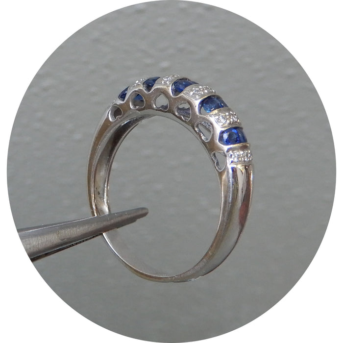 Rijring, Saffier, Diamant, 18 Karaat Goud