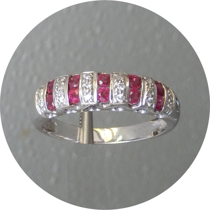 Ring, Robijn, Diamant, 18Krt