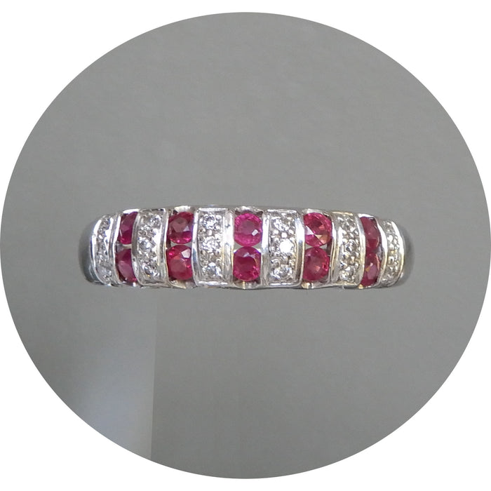 Ring, Robijn, Diamant, 18Krt