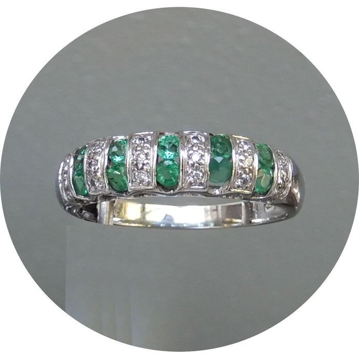Bandring, Smaragd, Diamant, 18K Goud