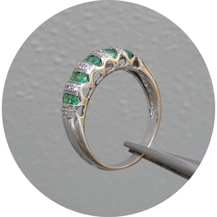 Bandring, Smaragd, Diamant, 18K Goud