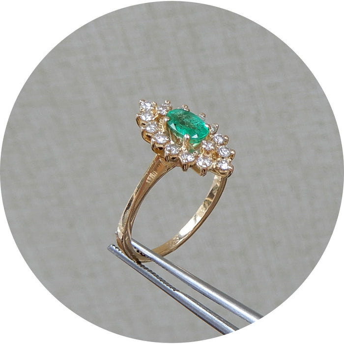 Ring, Smaragd, Diamant, 18K