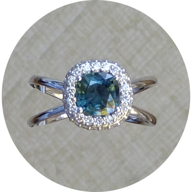 Ring, X, Saffier, Diamant, 18K
