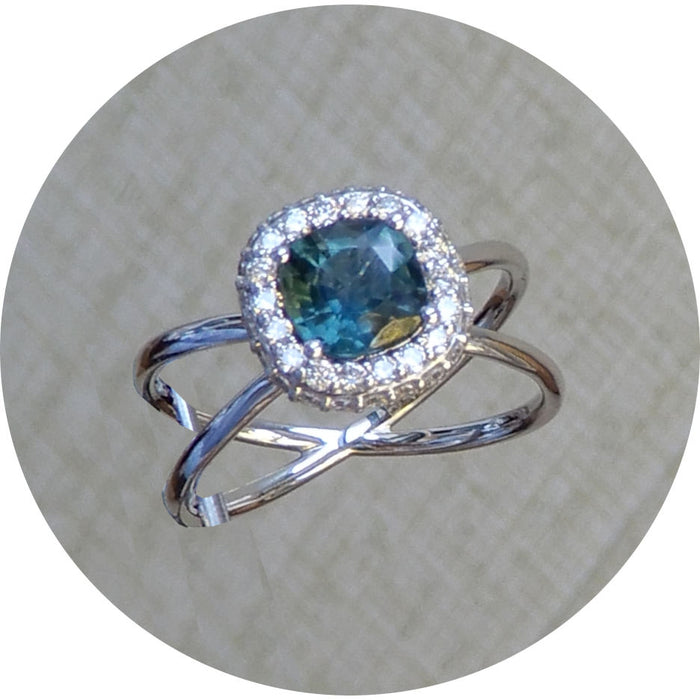 Ring, X, Saffier, Diamant, 18K