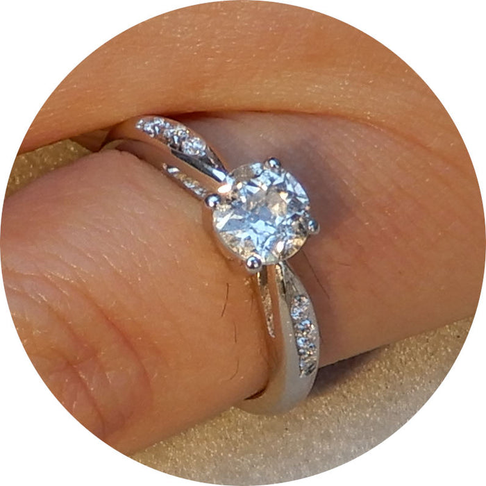 Ring, Solitair, Diamant, 18Krt. Witgoud