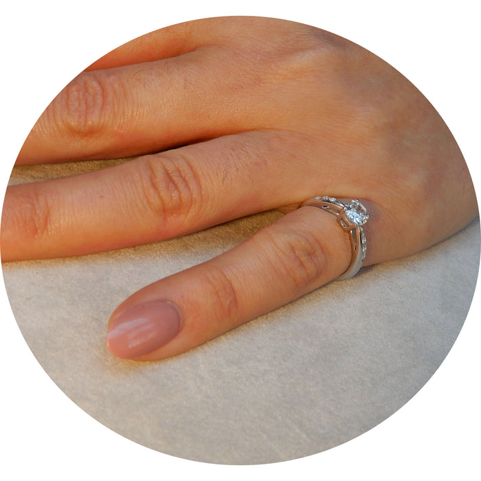 Ring, Solitair, Diamant, 18Krt. Witgoud