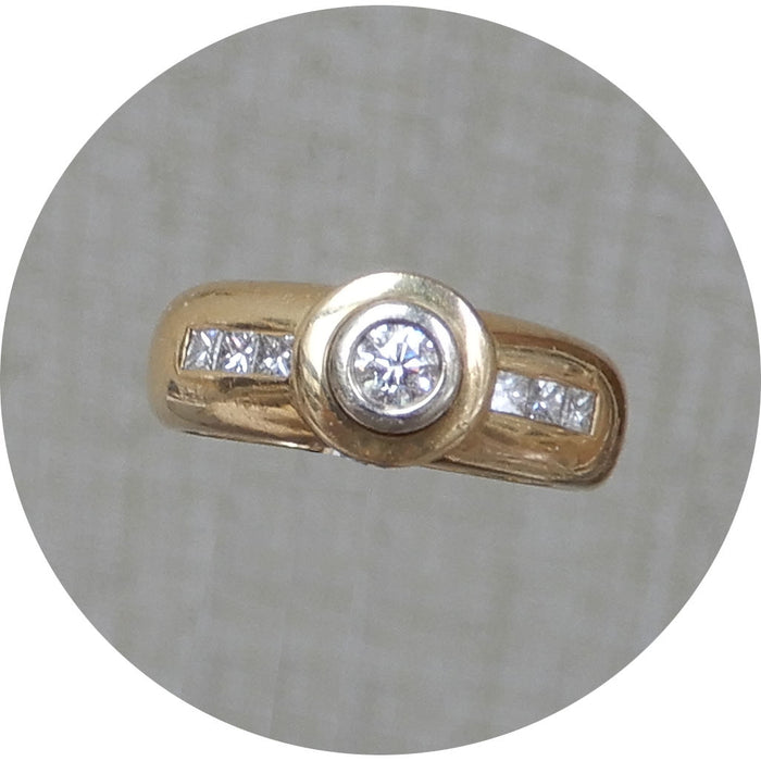 Ring, Diamant Solitair, 14krt. Goud