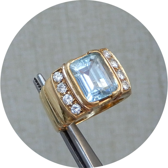 Ring, Aquamarijn, Diamant, 18K