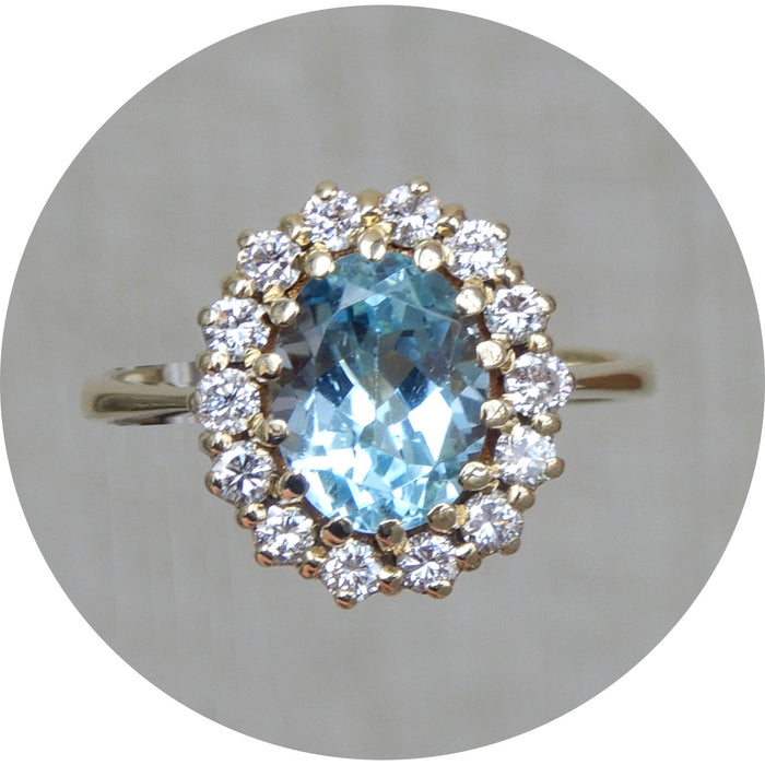 Ring, Topaas, Diamant, Vintage