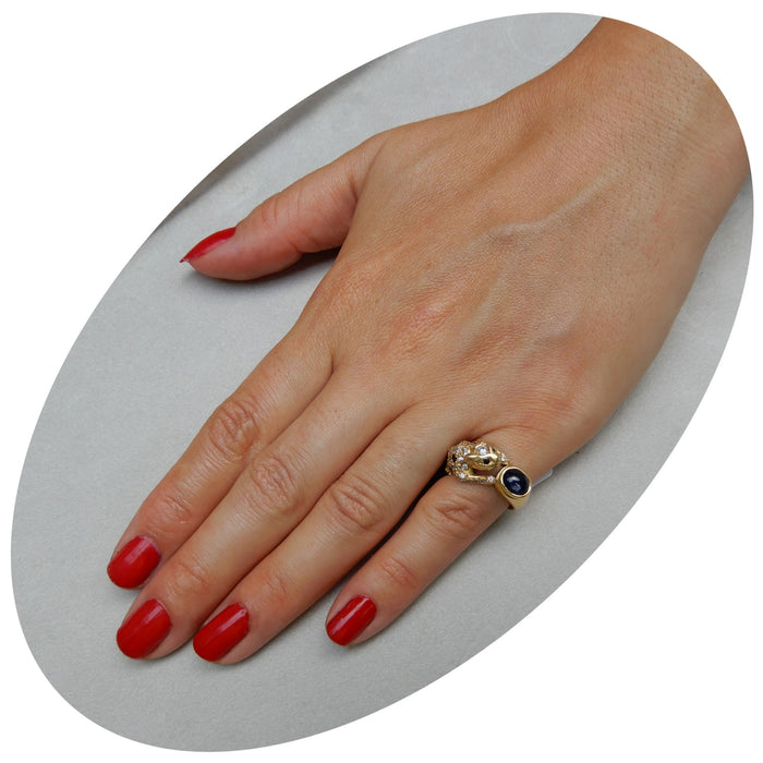 Ring, Panter, Saffier, Diamant, 18K
