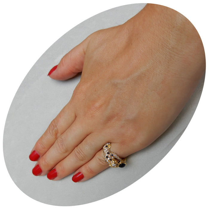 Ring, Panter, Saffier, Diamant, 18K