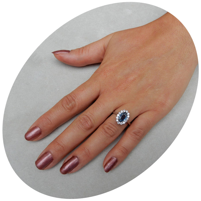 Ring, Saffier, Birma, Diamant, 18K